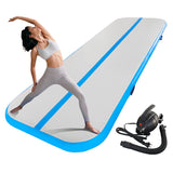 Inflatable Air Gymnastics Mat 10ft/13ft/16ft/20ft Training mat 4/8 inches Thick tumbling mat with Electric Pump for Home/Gym/Outdoor (pink/blue/green)