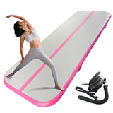 Inflatable Air Gymnastics Mat 10ft/13ft/16ft/20ft Training mat 4/8 inches Thick tumbling mat with Electric Pump for Home/Gym/Outdoor (pink/blue/green)