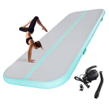 Inflatable Air Gymnastics Mat 10ft/13ft/16ft/20ft Training mat 4/8 inches Thick tumbling mat with Electric Pump for Home/Gym/Outdoor (pink/blue/green)
